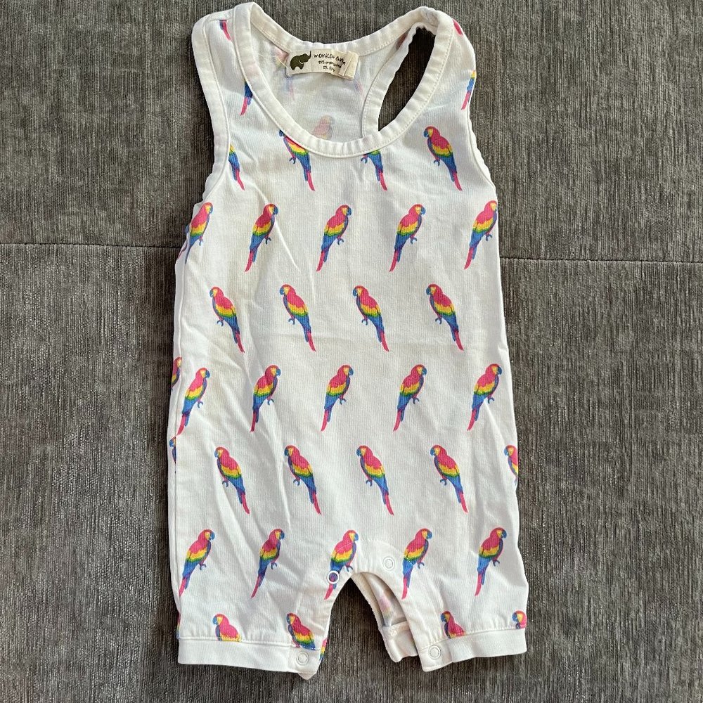 Monica + Andy Parrot Racerback Shortall 3-6M